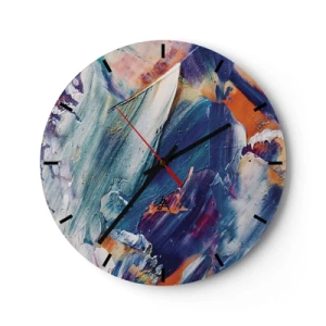 Zegar ścienny - Ekspresyjne pociągnięcia farb w nasyconych barwach - 30x30cm - Zamęt koloru - Nowoczesna dekoracja ścienna do salonu, kuchni i sypialni ARTTOR