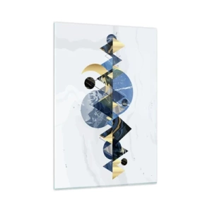 Obraz na szkle - Abstrakcyjne geometryczne wzory z motywem gór - 80x120cm - Pejzaż geometryczny - Nowoczesna dekoracja ścienna do salonu i sypialni ARTTOR