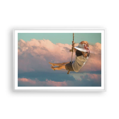 Plakat w białej ramie - Zabawa w obłokach - 91x61 cm