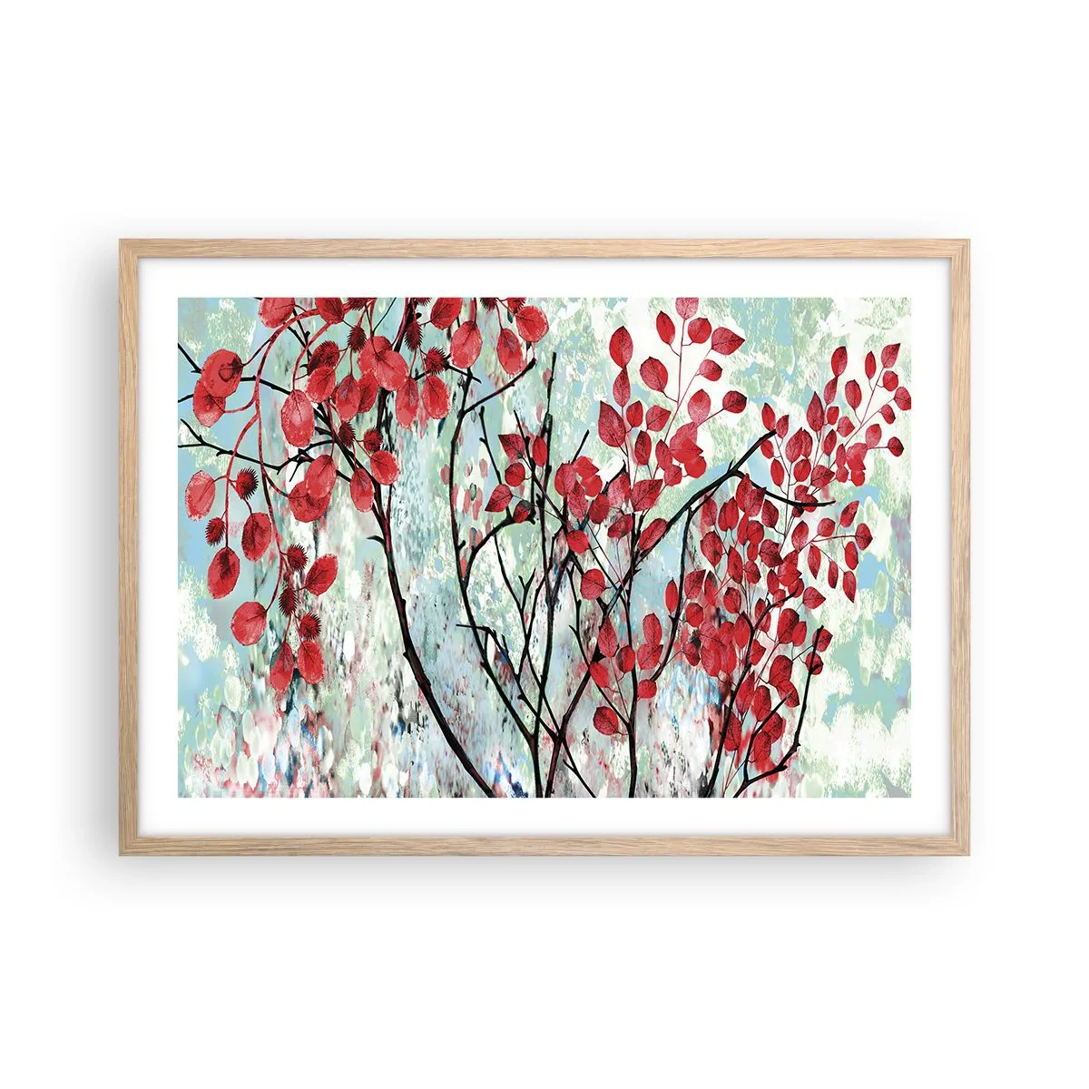 Plakat w ramie jasny dąb - Drzewo w szkarłacie - 70x50 cm