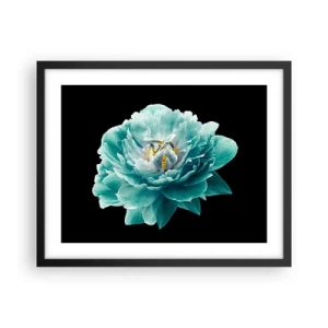 Plakat w czarnej ramie - Płatki błękitne i złote - 50x40 cm