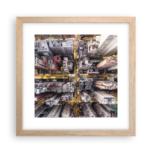 Plakat w ramie jasny dąb - Pozdrowienia z Hongkongu - 30x30 cm