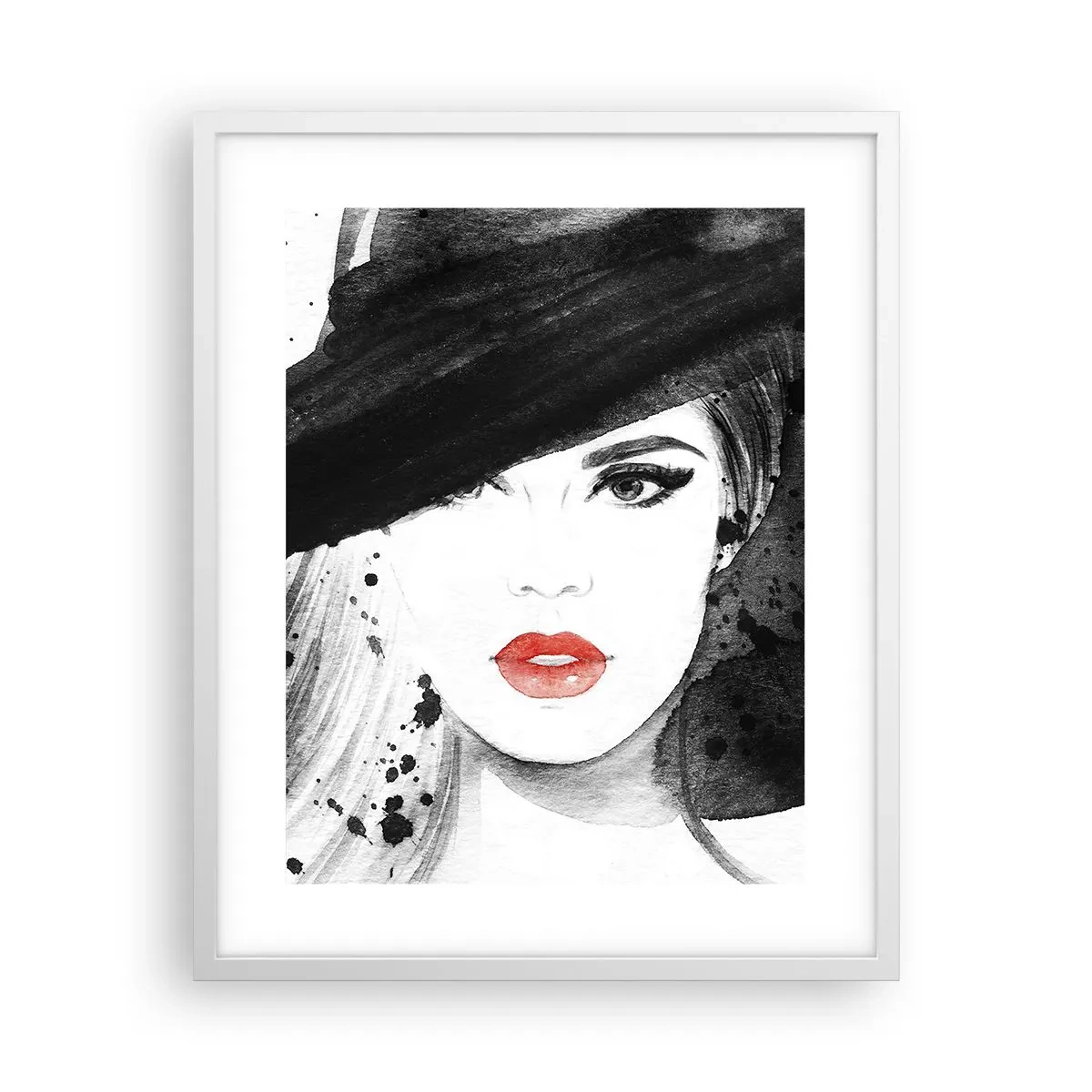 Plakat w białej ramie - Dama w czerni - 40x50 cm