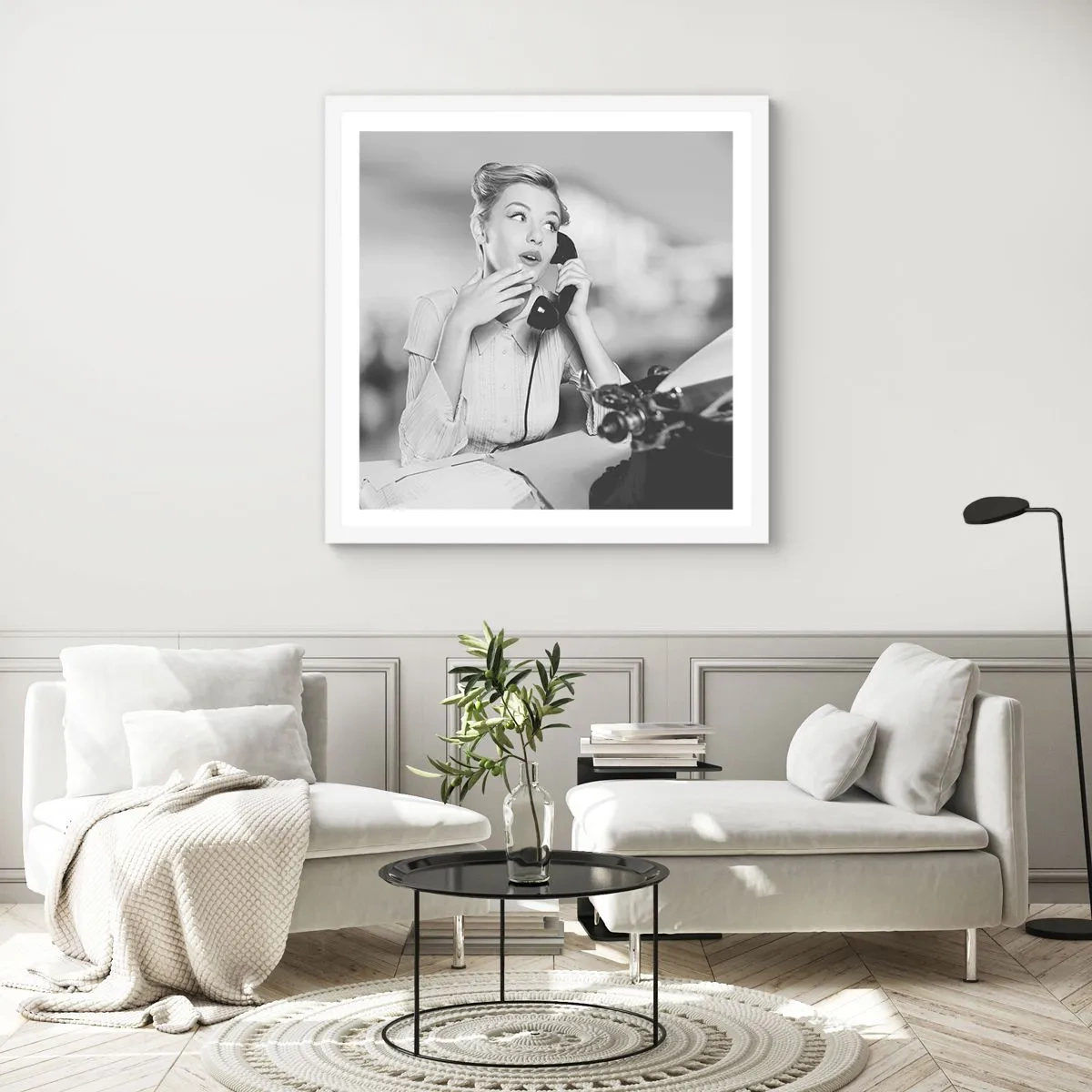 Plakat w białej ramie - Halo, tu lata 50. - 40x40 cm