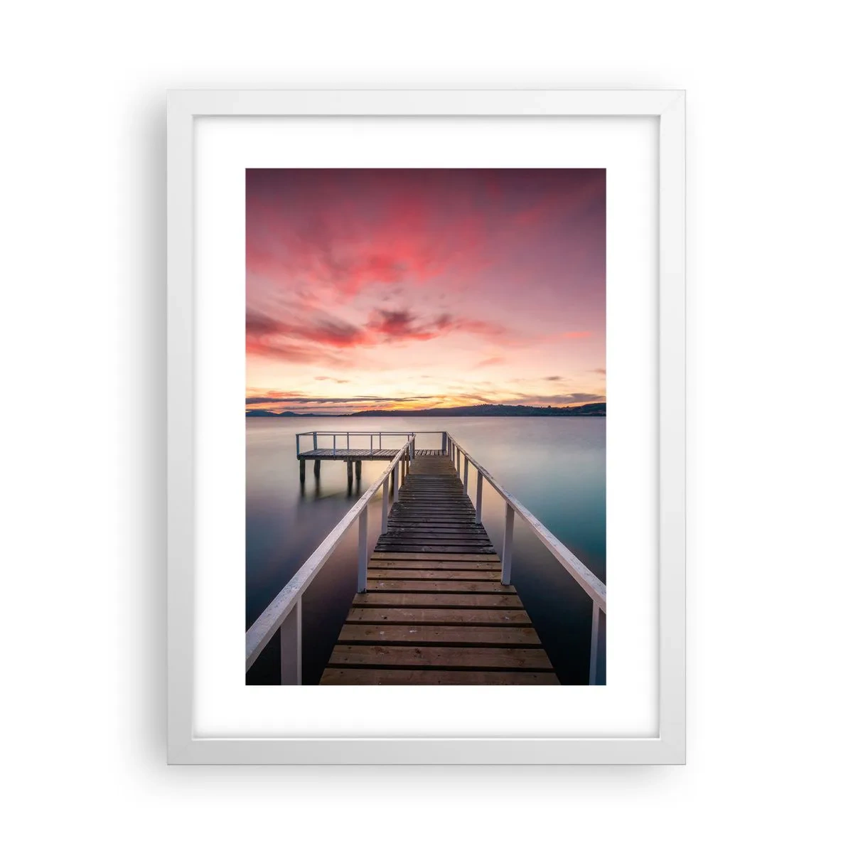Plakat w białej ramie - Łagodny płomień wieczoru - 30x40 cm
