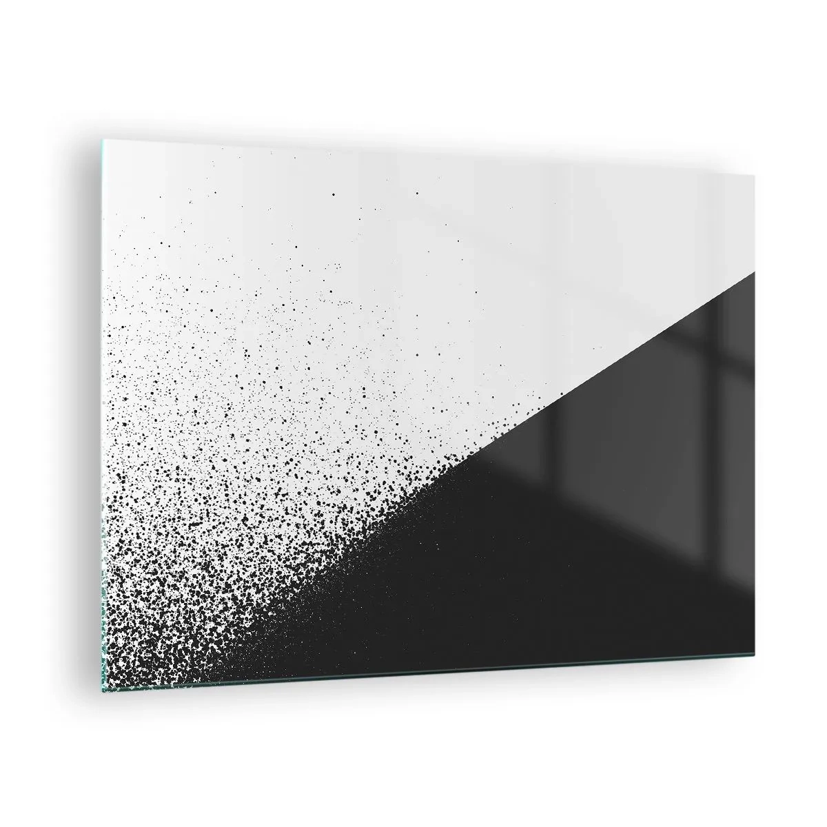 Obraz na szkle - Minimalistyczna kompozycja w czerni i bieli z efektem rozpadu - 70x50cm - Coraz szybciej, coraz więcej - Nowoczesna dekoracja ścienna do salonu i sypialni ARTTOR