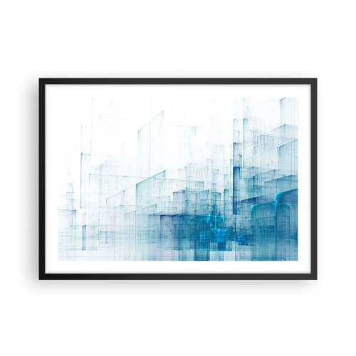 Plakat w czarnej ramie - Abstrakcyjne kształty geometryczne w odcieniach błękitu - 70x50cm - Jak stała się przestrzeń - Nowoczesna dekoracja ścienna do salonu i sypialni ARTTOR