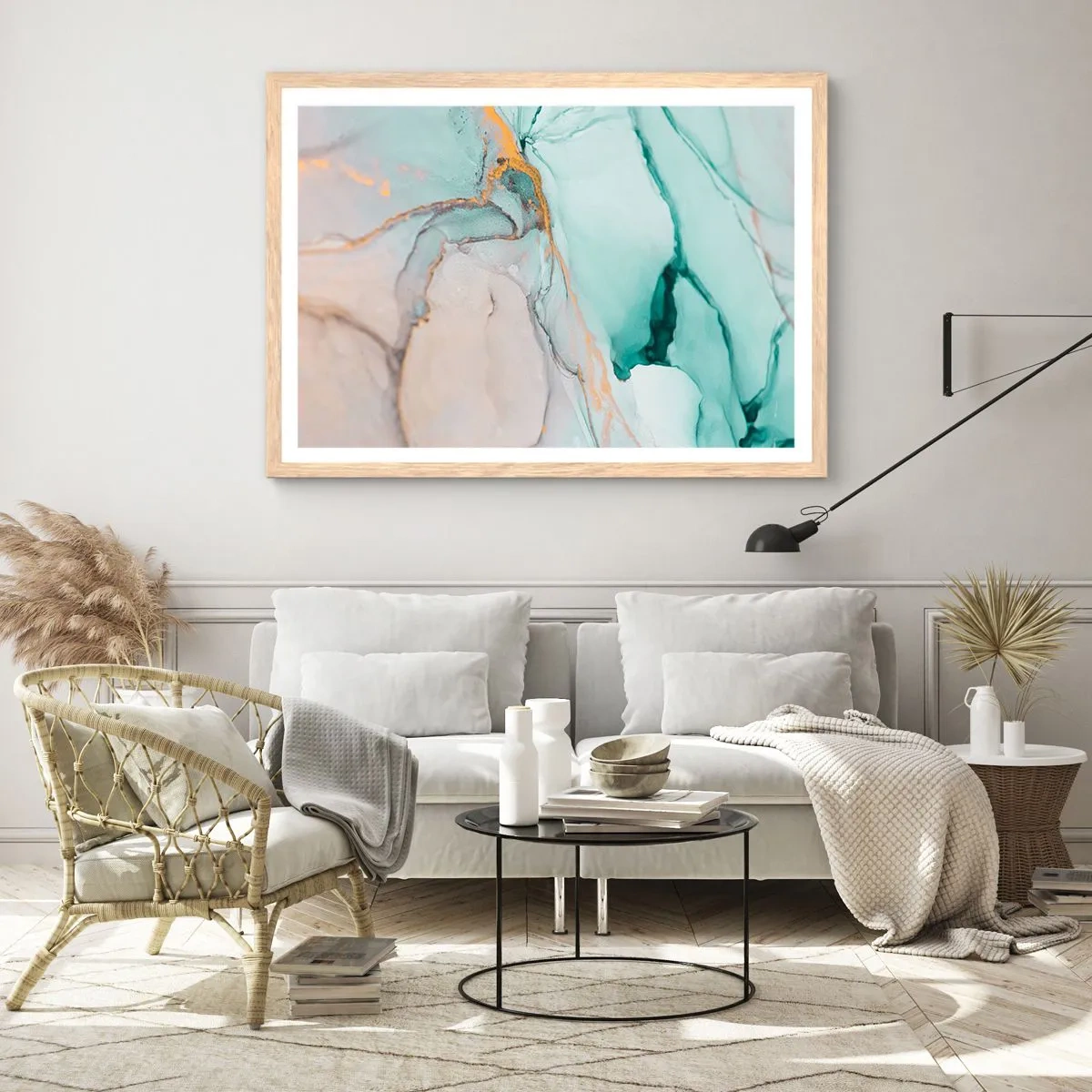 Plakat w ramie jasny dąb - Taniec kształtów i barw - 70x50 cm