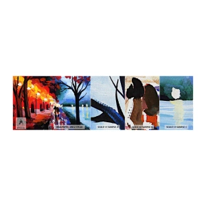Fototapeta Próbka Premium Canvas - Płomienna jesień w parku - Abstrakcja, Krajobraz, Parkowa Alejka - 100x30 cm