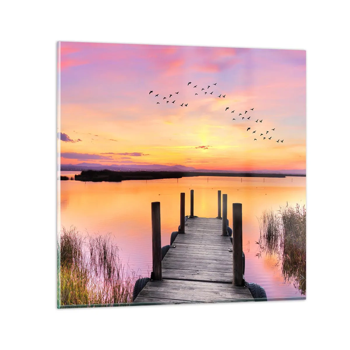 Obraz na szkle - Fiołkowy cichy świt - 70x70 cm