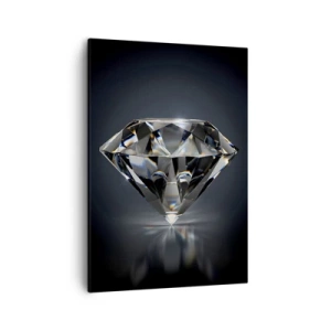 Obraz na płótnie - Lśniący diament na ciemnym tle z odbiciem na powierzchni - 50x70cm - Best girls friend - Nowoczesna dekoracja ścienna do salonu, kuchni i sypialni ARTTOR