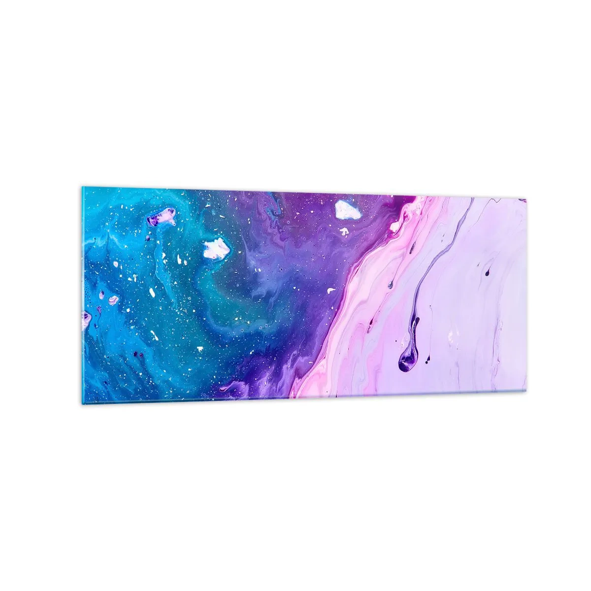 Obraz na szkle - Abstrakcja w kolorach fioletu i turkusu inspirowana kontrastami - 120x50cm - Yin i yang - Nowoczesna dekoracja ścienna do salonu i sypialni ARTTOR