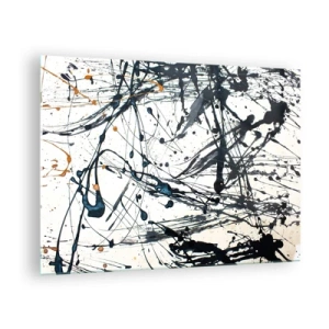 Obraz na szkle - Abstrakcyjne plamy i linie na jasnym tle - 70x50cm - Z sensem czy bez sensu? - Nowoczesna dekoracja ścienna do salonu i sypialni ARTTOR