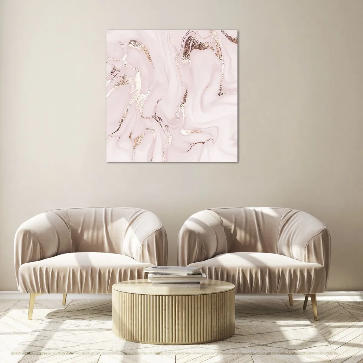 Obraz na szkle - W różowym szale - 60x60 cm