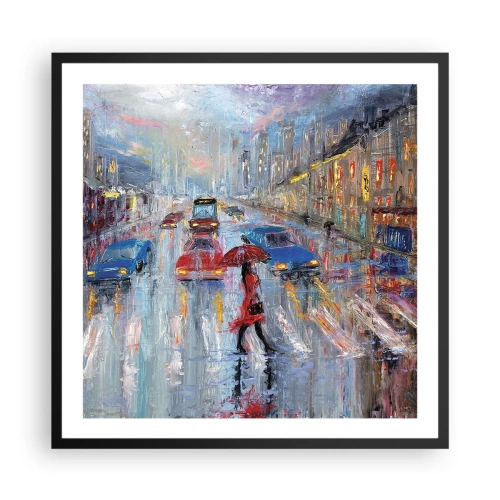 Plakat w czarnej ramie - Deszczowe popołudnie w mieście - 60x60 cm