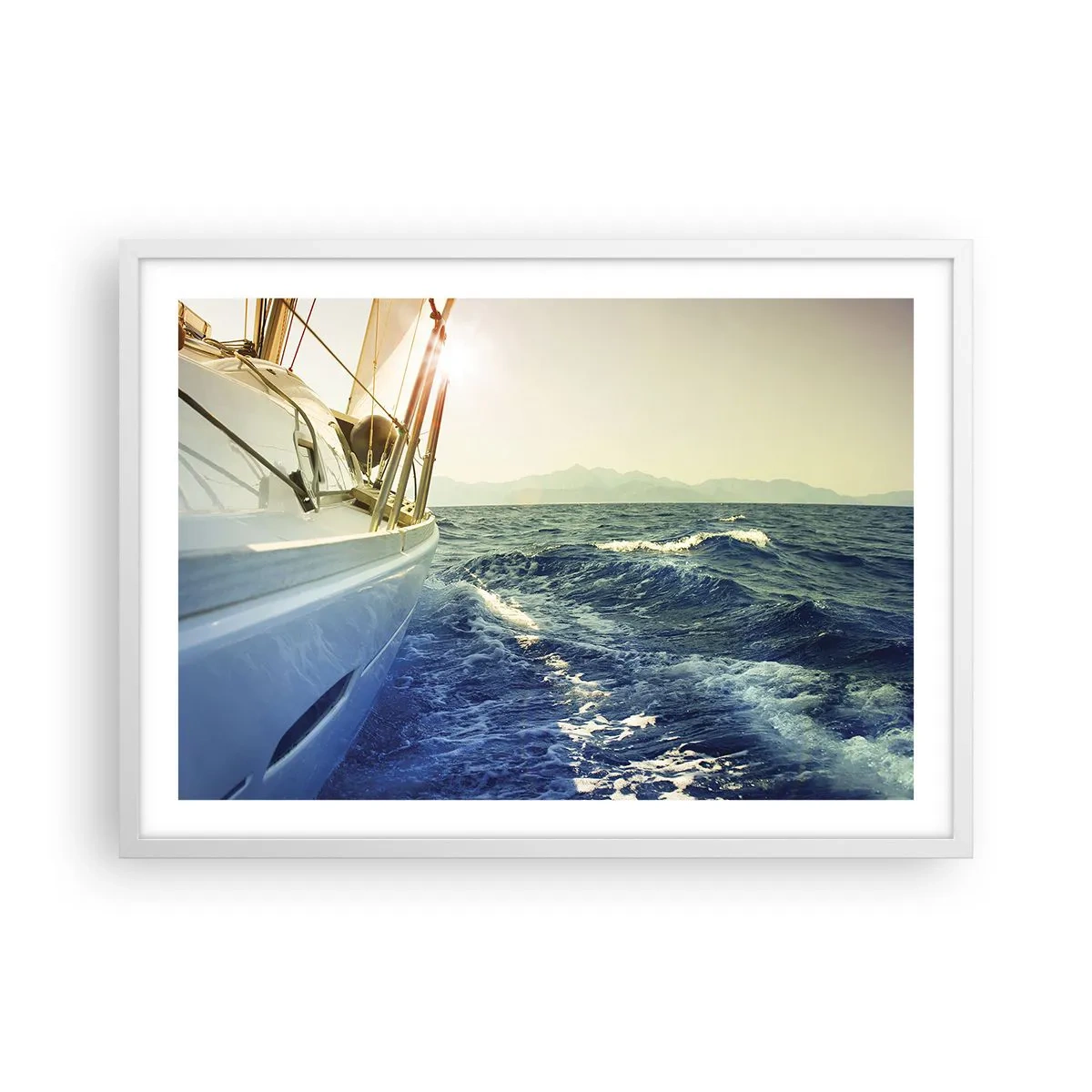 Plakat w białej ramie - Po przygodę - 70x50 cm