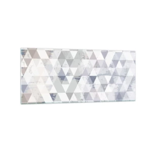 Obraz na szkle - Geometryczny wzór z trójkątów w pastelowych odcieniach - 120x50cm - W rytmie na trzy - Nowoczesna dekoracja ścienna do salonu i sypialni ARTTOR