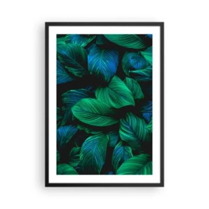 Plakat w czarnej ramie - Zielone liście w intensywnych odcieniach - 50x70cm - W zielonym tłumie - Nowoczesna dekoracja ścienna do salonu i sypialni ARTTOR