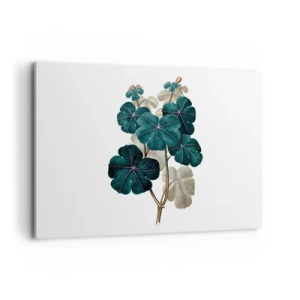 Obraz na płótnie - Ilustracja botaniczna z liśćmi w odcieniach zieleni i beżu - 100x70cm - Ze starego zielnika - Nowoczesna dekoracja ścienna do salonu, kuchni i sypialni ARTTOR