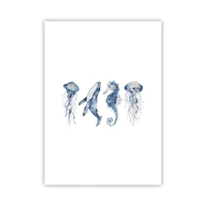 Plakat - Morskie zwierzęta w akwarelowym stylu - 50x70cm - Morskie dziwy - Nowoczesna dekoracja ścienna do salonu, kuchni i sypialni ARTTOR