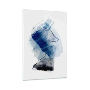 Obraz na szkle - Abstrakcyjne formy w odcieniach niebieskiego z delikatnymi liniami - 80x120cm - Lodowa góra - Nowoczesna dekoracja ścienna do salonu i sypialni ARTTOR