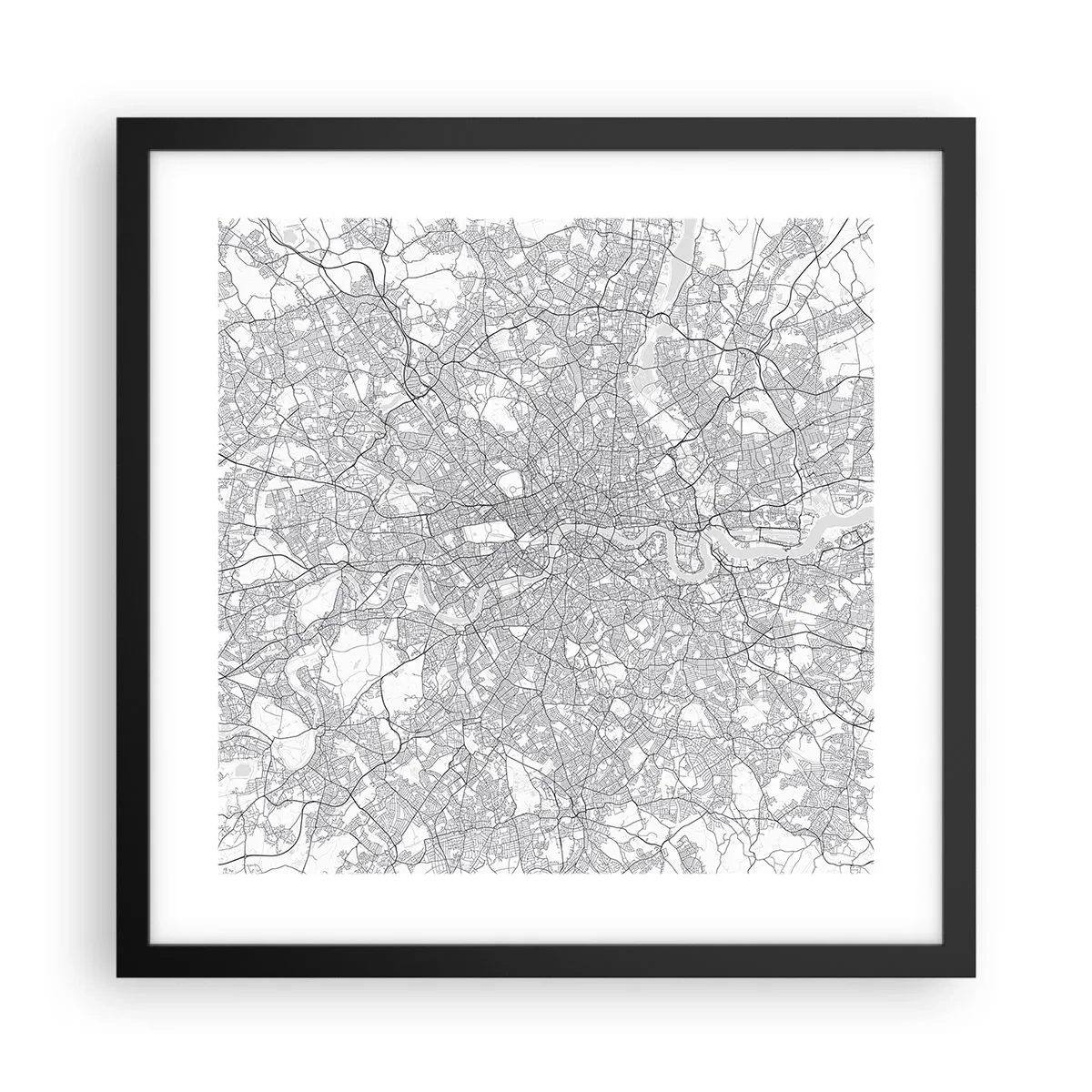 Plakat w czarnej ramie - Mapa londyńskiego labiryntu - 40x40 cm