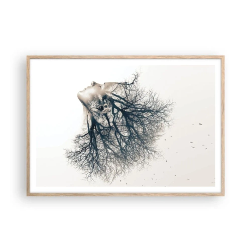 Plakat w ramie jasny dąb - Zasłuchana w szept drzewa - 100x70 cm