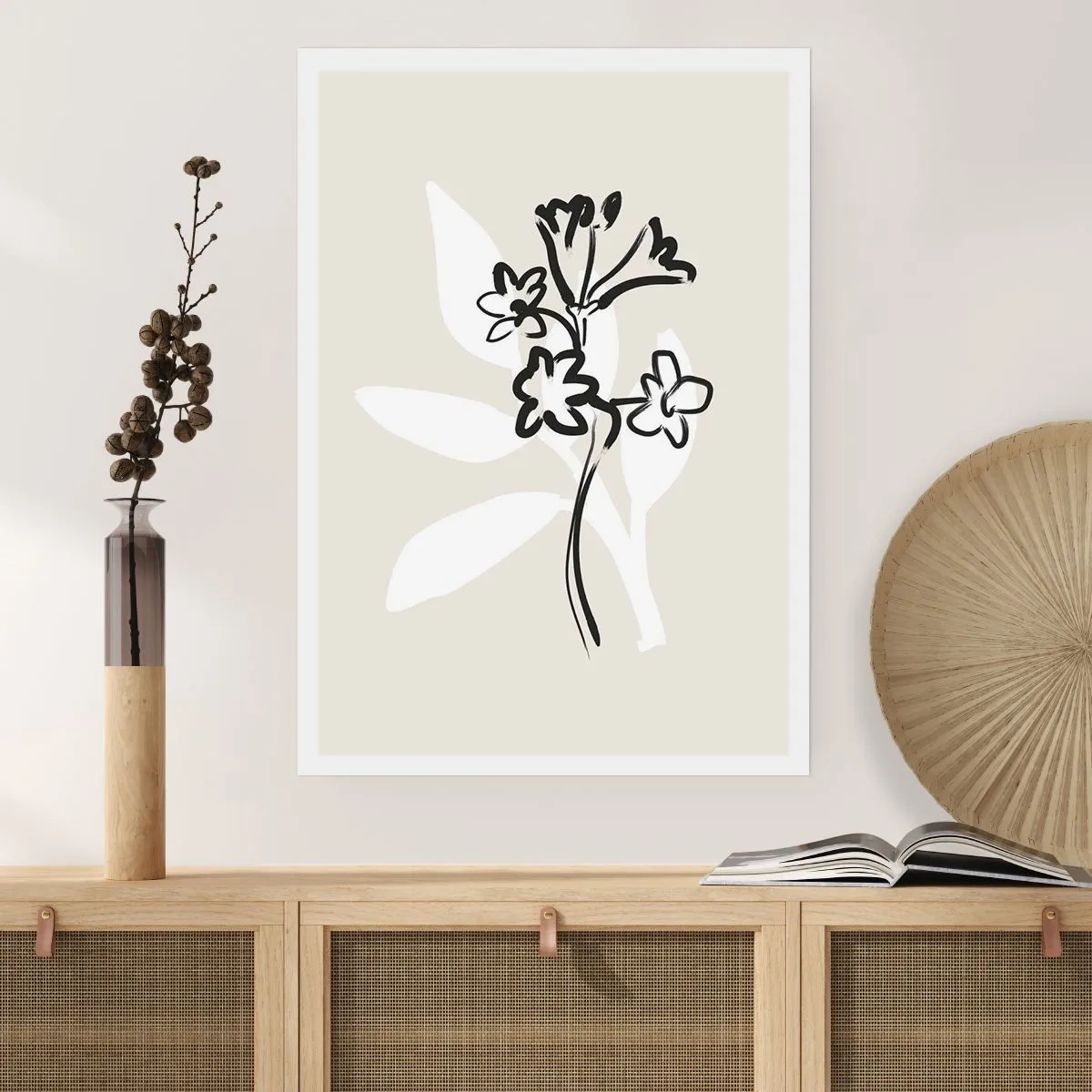 Plakat - Minimalistyczny rysunek kwiatów - 50x70cm - Szkic do zielnika - Nowoczesna dekoracja ścienna do salonu, kuchni i sypialni ARTTOR