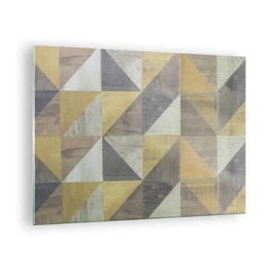 Obraz na szkle - Geometryczny wzór z trójkątów w stonowanych barwach - 70x50cm - Pod kątem trójkąta - Nowoczesna dekoracja ścienna do salonu i sypialni ARTTOR