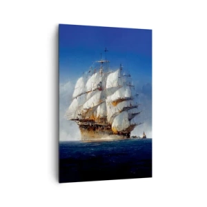 Obraz na płótnie - Żaglowiec na otwartym morzu pod błękitnym niebem - 80x120cm - The great glory! - Nowoczesna dekoracja ścienna do salonu i sypialni ARTTOR