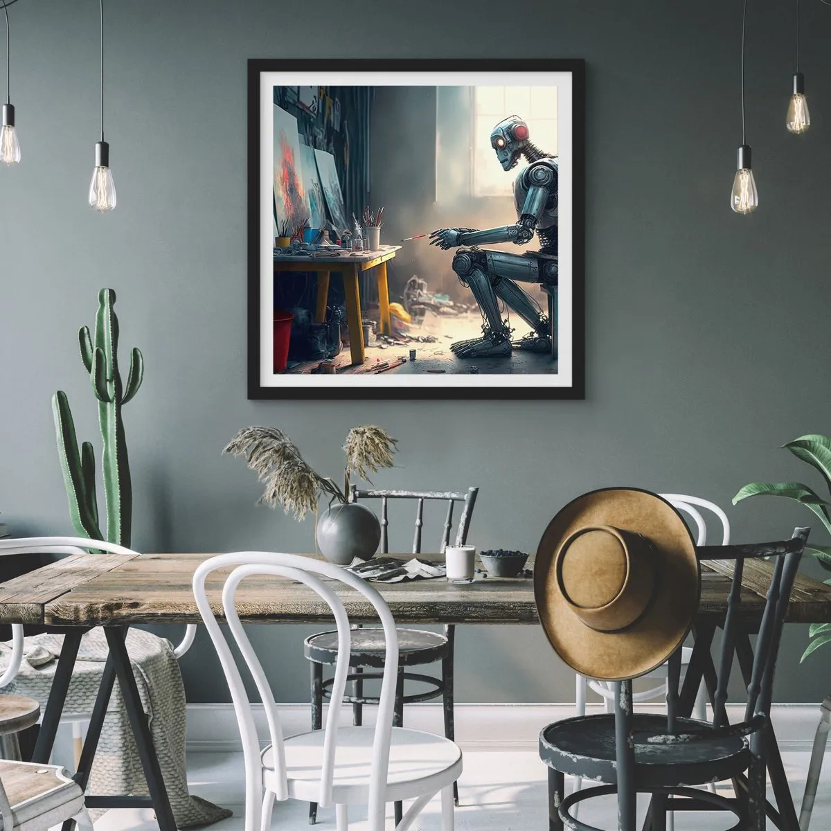 Plakat w czarnej ramie - Akt kreacji - 40x40 cm