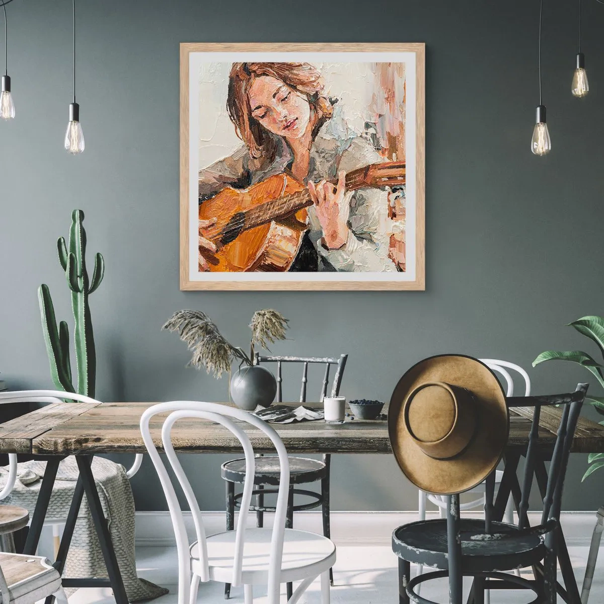 Plakat w ramie jasny dąb - Koncert na gitarę i dziewczęce serce - 40x40 cm
