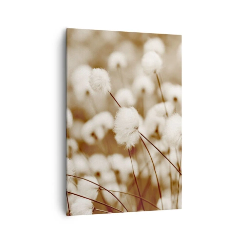 Obraz na płótnie - Pole delikatnych roślin w odcieniach sepia - 70x100cm - Puszysty łan - Nowoczesna dekoracja ścienna do salonu i sypialni ARTTOR