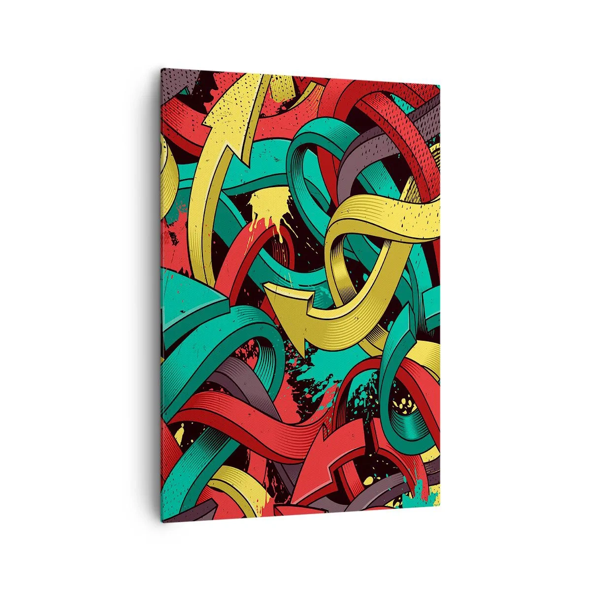 Obraz na płótnie - Abstrakcyjne strzałki w żywych kolorach tworzące chaos - 70x100cm - Którędy do celu? - Nowoczesna dekoracja ścienna do salonu i sypialni ARTTOR