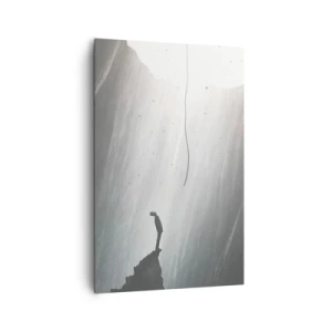 Obraz na płótnie - Sylwetka człowieka na dnie jaskini z widokiem na światło - 80x120cm - Zawsze jest jakieś wyjście - Nowoczesna dekoracja ścienna do salonu i sypialni ARTTOR