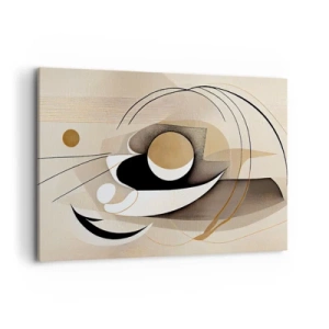Obraz na płótnie - Abstrakcyjna kompozycja w odcieniach beżu i czerni - 100x70cm - Kompozycja: istota rzeczy - Nowoczesna dekoracja ścienna do salonu, kuchni i sypialni ARTTOR