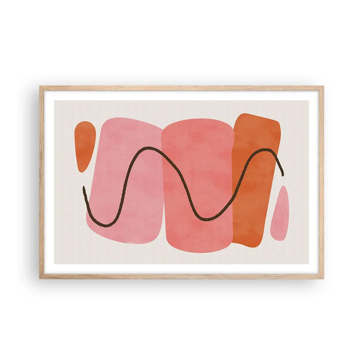 Plakat w ramie jasny dąb - łagodny ruch form - 91x61 cm