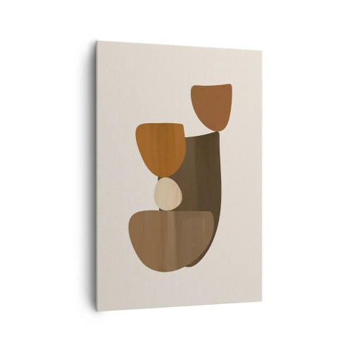 Obraz na płótnie - Abstrakcyjna kompozycja w odcieniach brązu i beżu - 70x100cm - Kompozycja w brązie - Nowoczesna dekoracja ścienna do salonu i sypialni ARTTOR