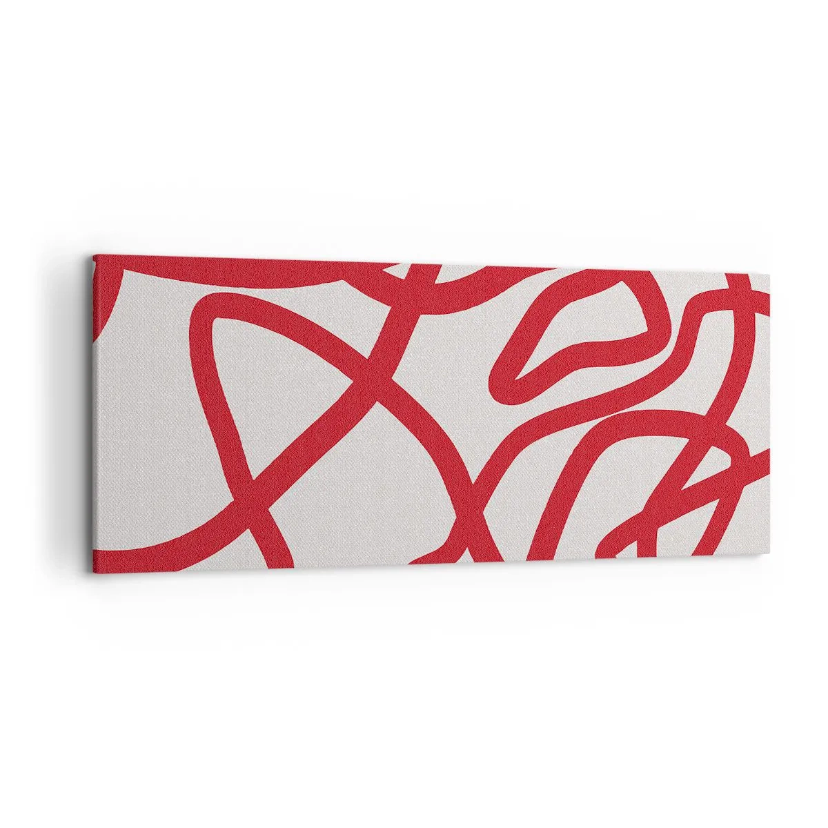 Obraz na płótnie - Czerwone abstrakcyjne linie na białym tle - 120x50cm - Czerwono na białym - Nowoczesna dekoracja ścienna do salonu i sypialni ARTTOR