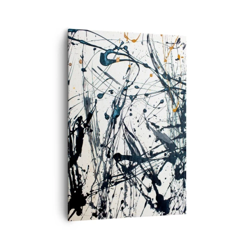 Obraz na płótnie - Abstrakcyjny obraz z rozpryskami farby w dynamicznych wzorach - 70x100cm - Abstrakcja ekspresjonistyczna - Nowoczesna dekoracja ścienna do salonu i sypialni ARTTOR