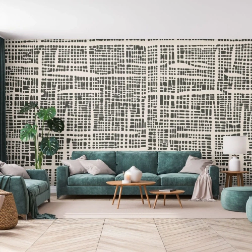Fototapeta Standard Eco - Graficzny wzór z nieregularnych linii i punktów - 100x70cm - Kompozycja utkana - Nowoczesna dekoracja ścienna do salonu i sypialni ARTTOR