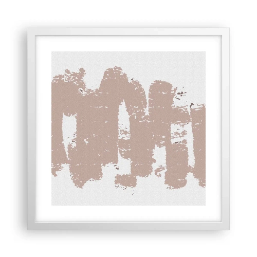 Plakat w białej ramie - Abstrakcja w łagodnym różu - 40x40 cm