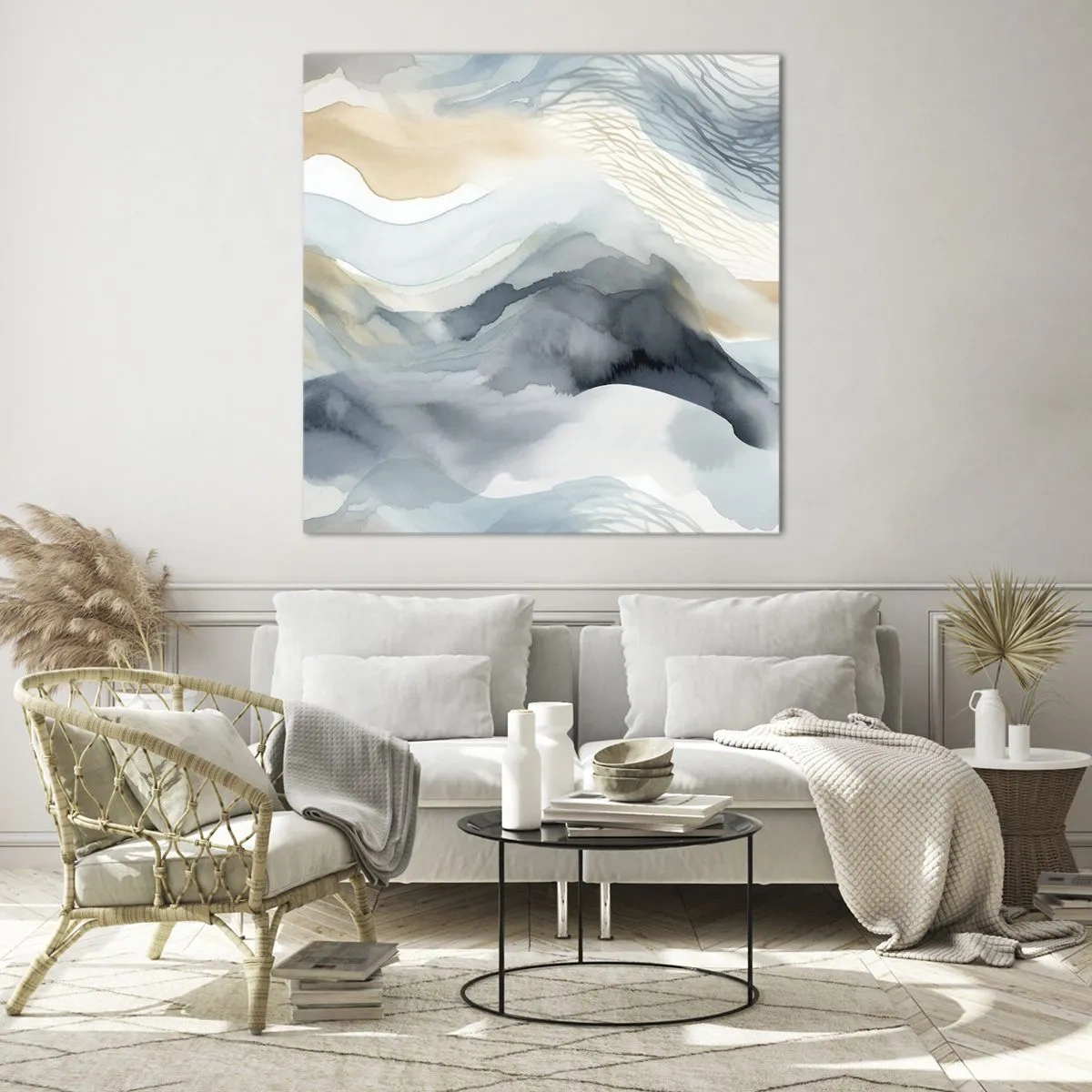 Obraz na szkle - Abstrakcja śnieżna i mglista - 50x50 cm