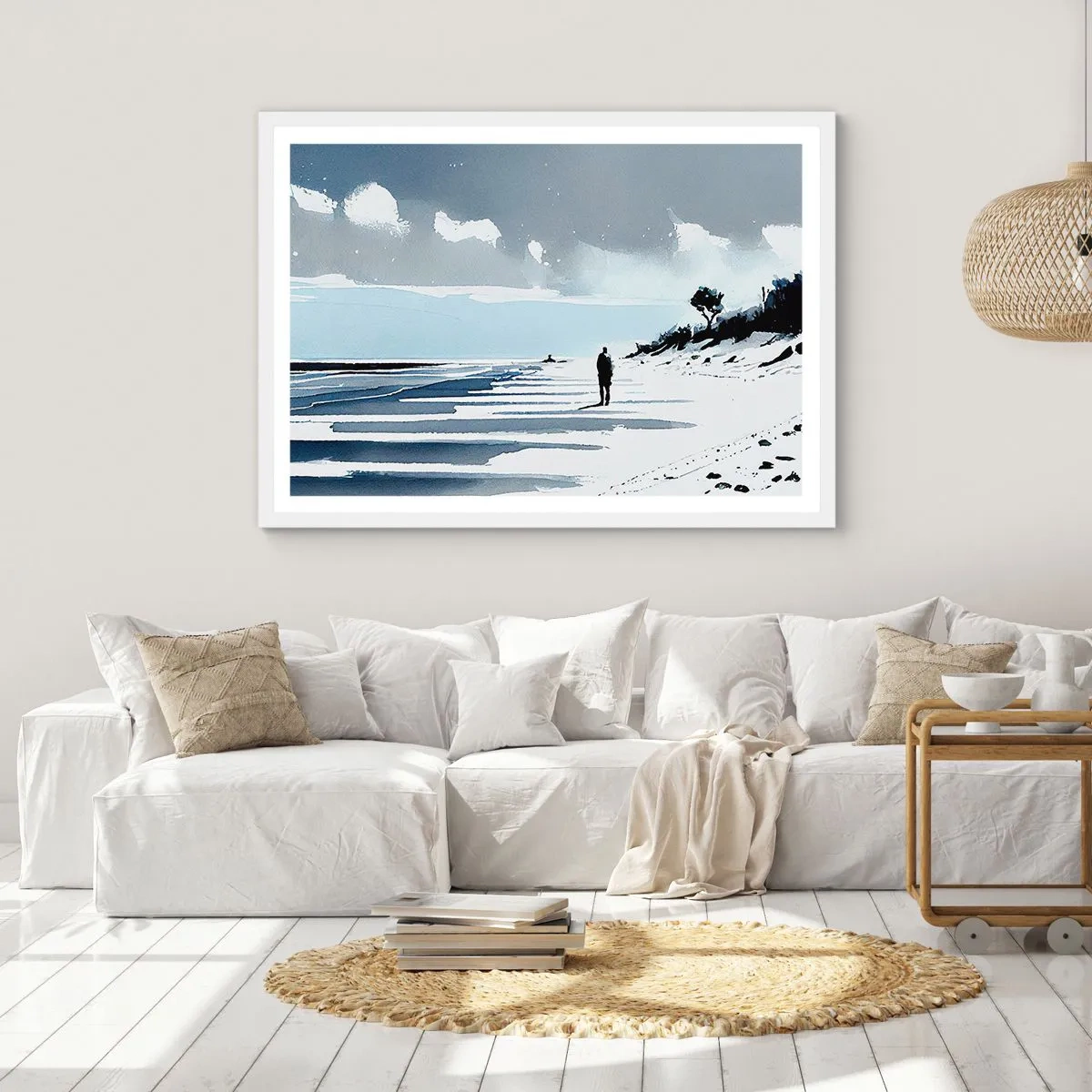 Plakat w białej ramie - Sam na sam - 100x70 cm