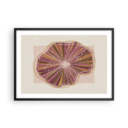 Plakat w czarnej ramie - Abstrakcyjny wzór plastra drzewa w różowych odcieniach - 70x50cm - Abstrakcja promienista - Nowoczesna dekoracja ścienna do salonu i sypialni ARTTOR