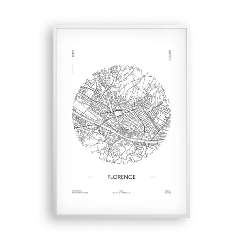 Plakat w białej ramie - Anatomia Florencji - 70x100 cm