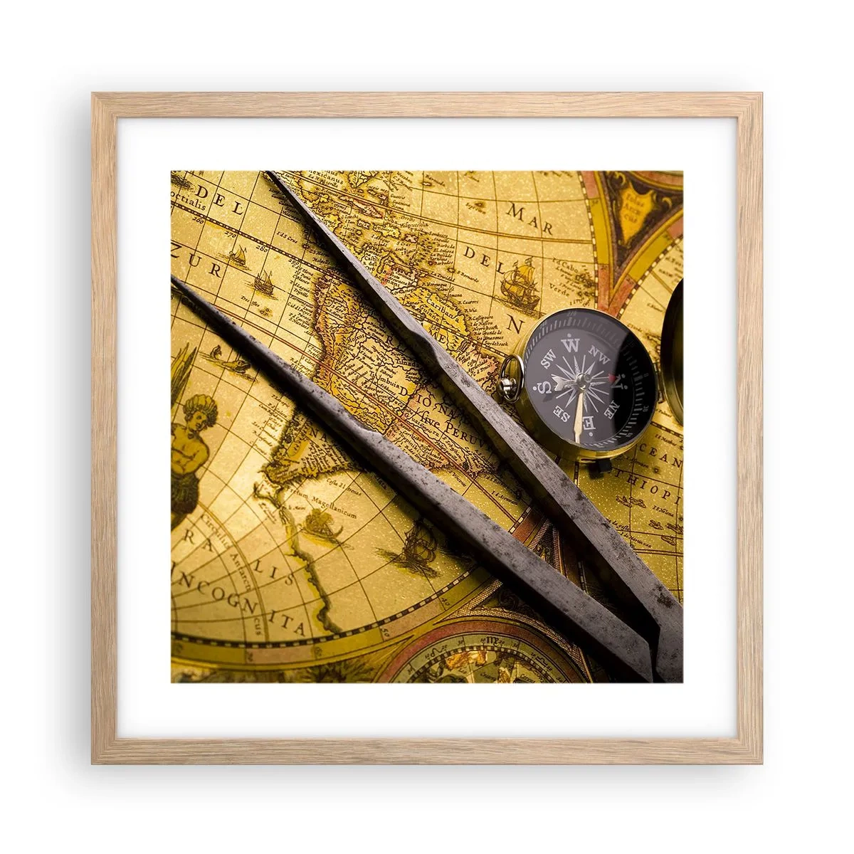 Plakat w ramie jasny dąb - Gdze te skarby? - 40x40 cm