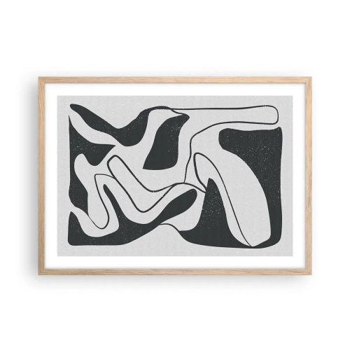 Plakat w ramie jasny dąb - Abstrakcyjna zabawa w labiryncie - 70x50 cm
