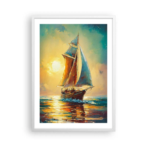 Plakat w białej ramie - Pod pełnymi żaglami - 50x70 cm