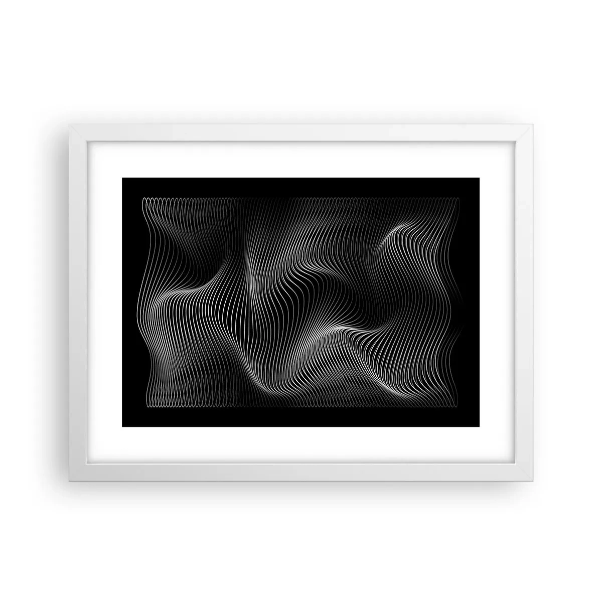 Plakat w białej ramie - Taniec światła w przestrzeni - 40x30 cm